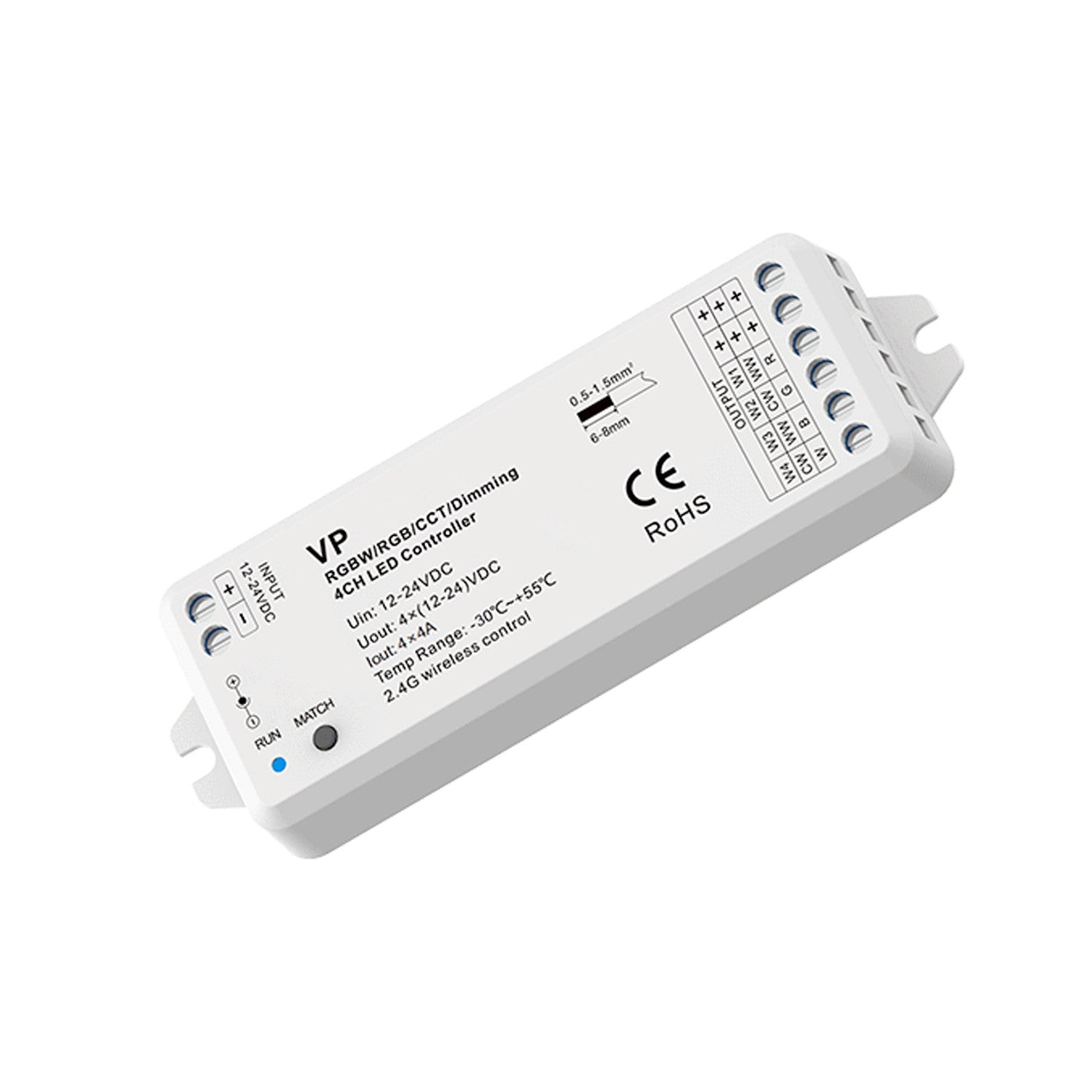 Controlador Monocolor / CCT/ RGB/ RGBW 12-24V DC - 4 canales - 4A/canal - RF 2.4GHz - Skydance (1)
