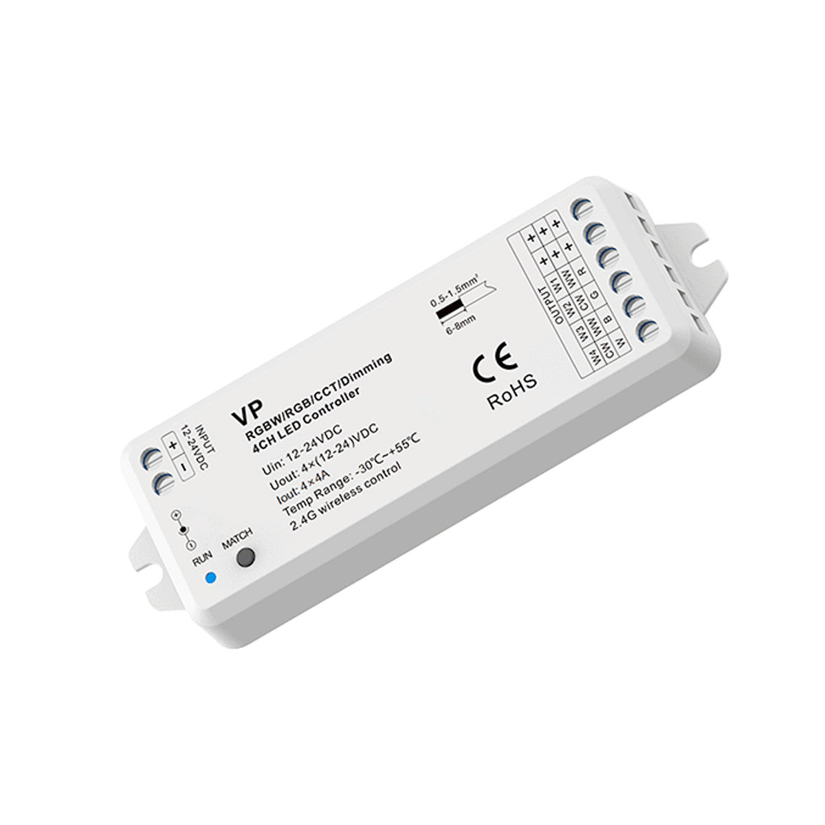 Controlador Monocolor / CCT/ RGB/ RGBW 12-24V DC - 4 canales - 4A/canal - RF 2.4GHz - Skydance (1)