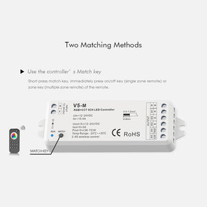 Controlador RGB + CCT 12-24V DC - 5 canales - 3A/canal - RF 2.4GHz - Skydance (8)