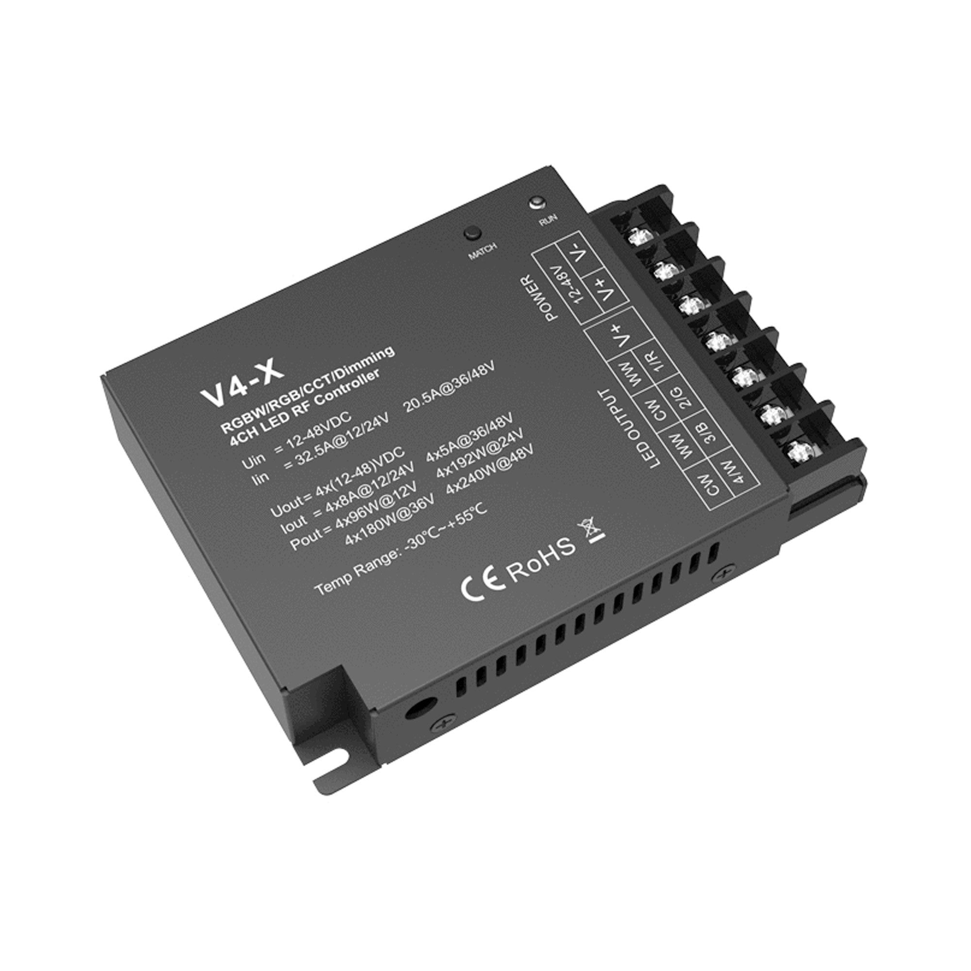 Controlador Monocolor / CCT/ RGB / RGBW 12-48V DC - 4 canales - RF 2.4GHz - Skydance