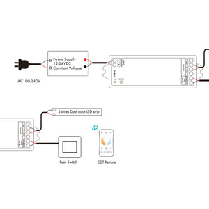 Controlador CCT 12-24V DC - 2 hilos - 5A - RF 2.4GHz - PUSH dimmer - Skydance (1)