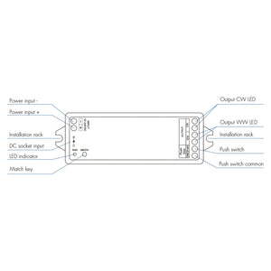 Controlador CCT 12-24V DC - 2 hilos - 5A - RF 2.4GHz - PUSH dimmer - Skydance (3)