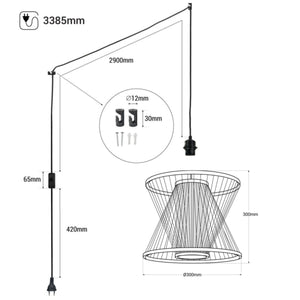 Lámpara colgante de bambú "Rise" con interruptor y enchufe - Barcelona Led-Decoración