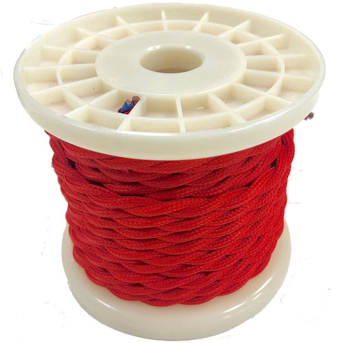 Decorative braided textile electric cable 2X0,75 red - 10 meters
