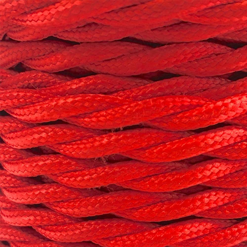 Cable eléctrico decorativo textil trenzado 2X0,75 rojo - 10 metros - Barcelona Led-Material eléctrico