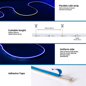 Tira LED inteligente RGB COB 24V DC - Emisión lateral - 12W/m - 10mm - IP20 - Rollo de 5 metros (16)