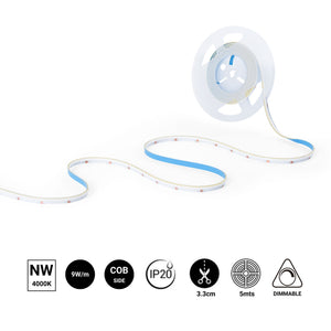 Tira LED COB 24V DC monocolor - Emisión lateral - 9W/m - 8mm - IP20 - Corte c/ 3cm - Rollo de 5 metros (29)