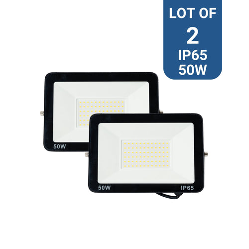 Pack of 2 outdoor LED floodlights 50W - 95lm/W - IP65