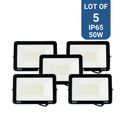 Confezione di 5 proiettori LED da esterno 50W - 95lm/W - IP65
