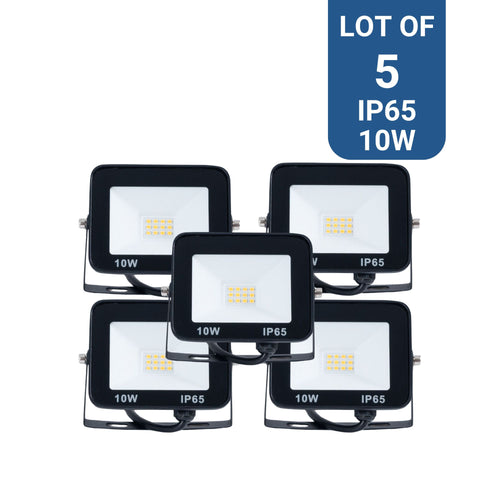 Pack de 5 proyectores LED exterior 10W - 95lm/W - IP65