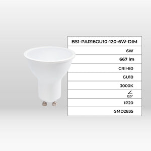 Bombilla LED GU10 - 6W - Regulable - 120º - Barcelona Led-