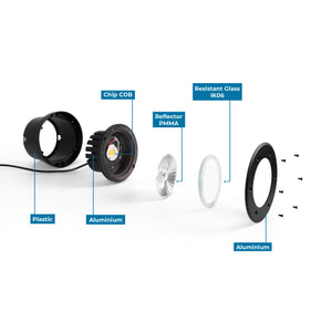 Baliza LED exterior suelo 18W - 12V DC - IP67 - Ø15cm -30º - RGB/3000K (43)