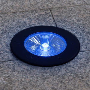 Baliza LED exterior suelo 18W - 12V DC - IP67 - Ø15cm -30º - RGB/3000K