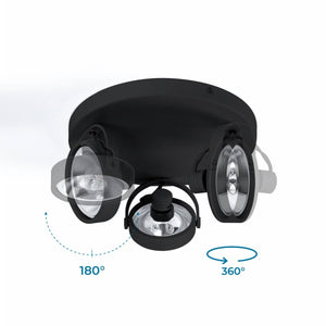Aplique de techo triple orientable "IRIS 3" + 3 bombillas AR111 - Barcelona Led-Decoración