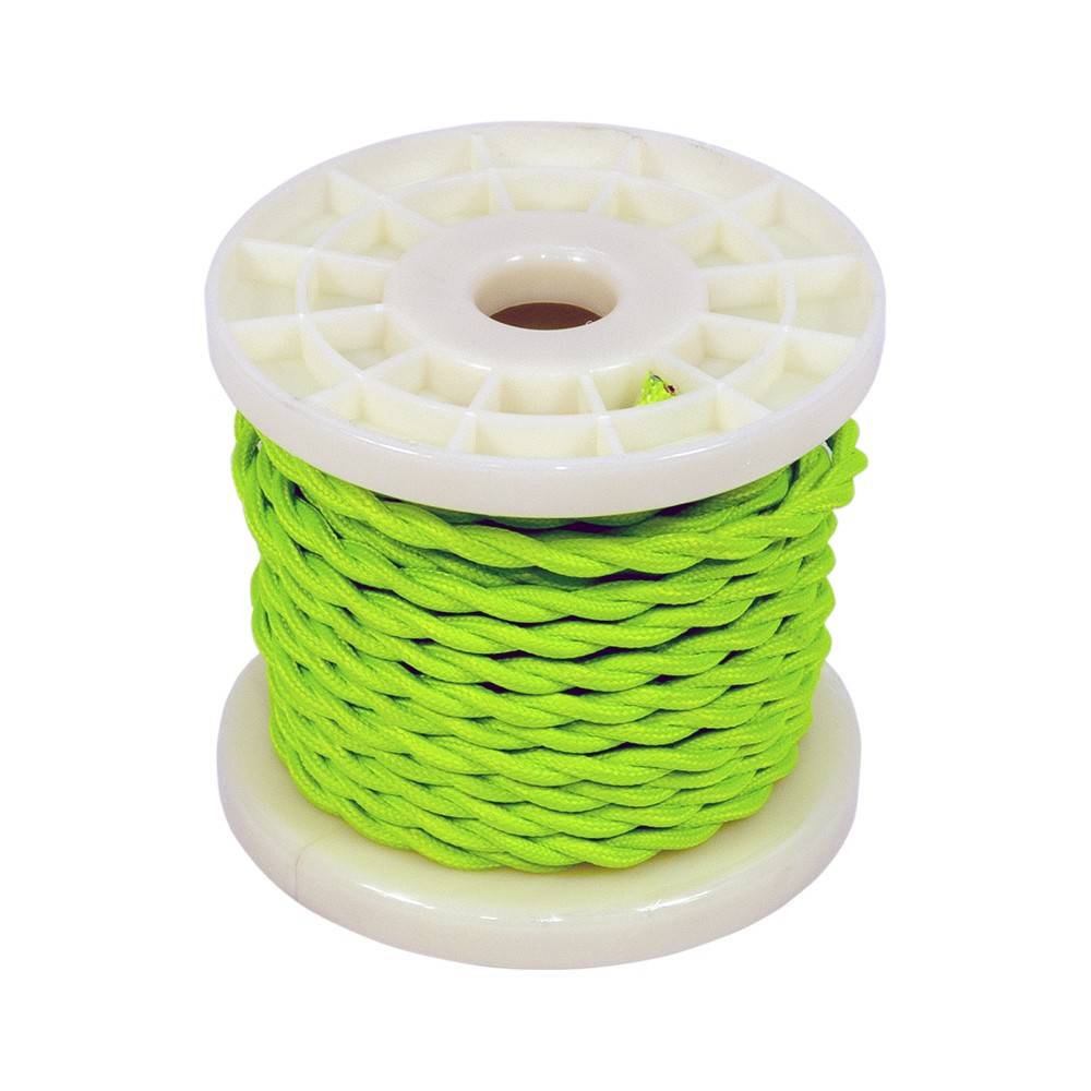 Cable eléctrico decorativo trenzado textil 2x0,75 verde brote - Barcelona Led-Material eléctrico