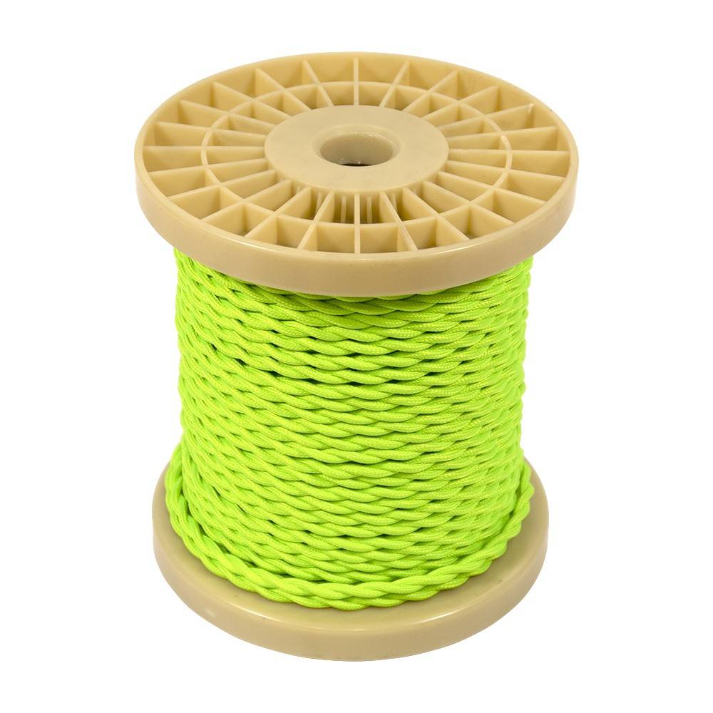 Cable eléctrico decorativo trenzado textil 2x0,75 verde brote - Barcelona Led-Material eléctrico