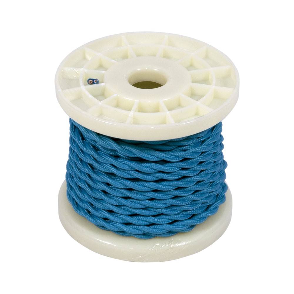 Cable eléctrico decorativo trenzado textil 2x0.75 azul