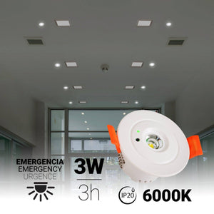 Luz de emergencia 3W tipo downlight - Autonomía 3hs - Ø60mm - Barcelona Led-