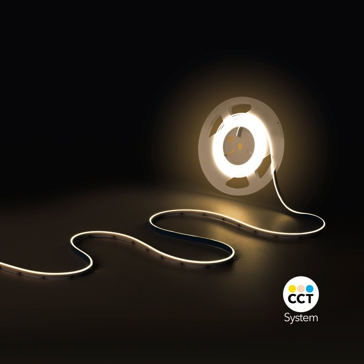 Tira LED COB 24V DC CCT - Emisión lateral - 12W/m - 10mm - IP20 - Corte c/ 5cm - Rollo de 5 metros - Barcelona Led-