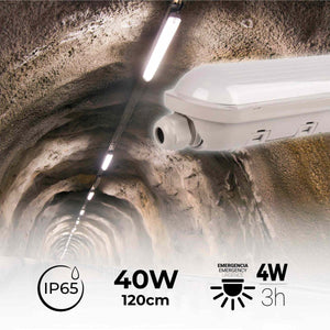 Pantalla estanca LED / Luz de emergencia - CCT - 120cm - Conectable - 40W - IP65 - Barcelona Led-