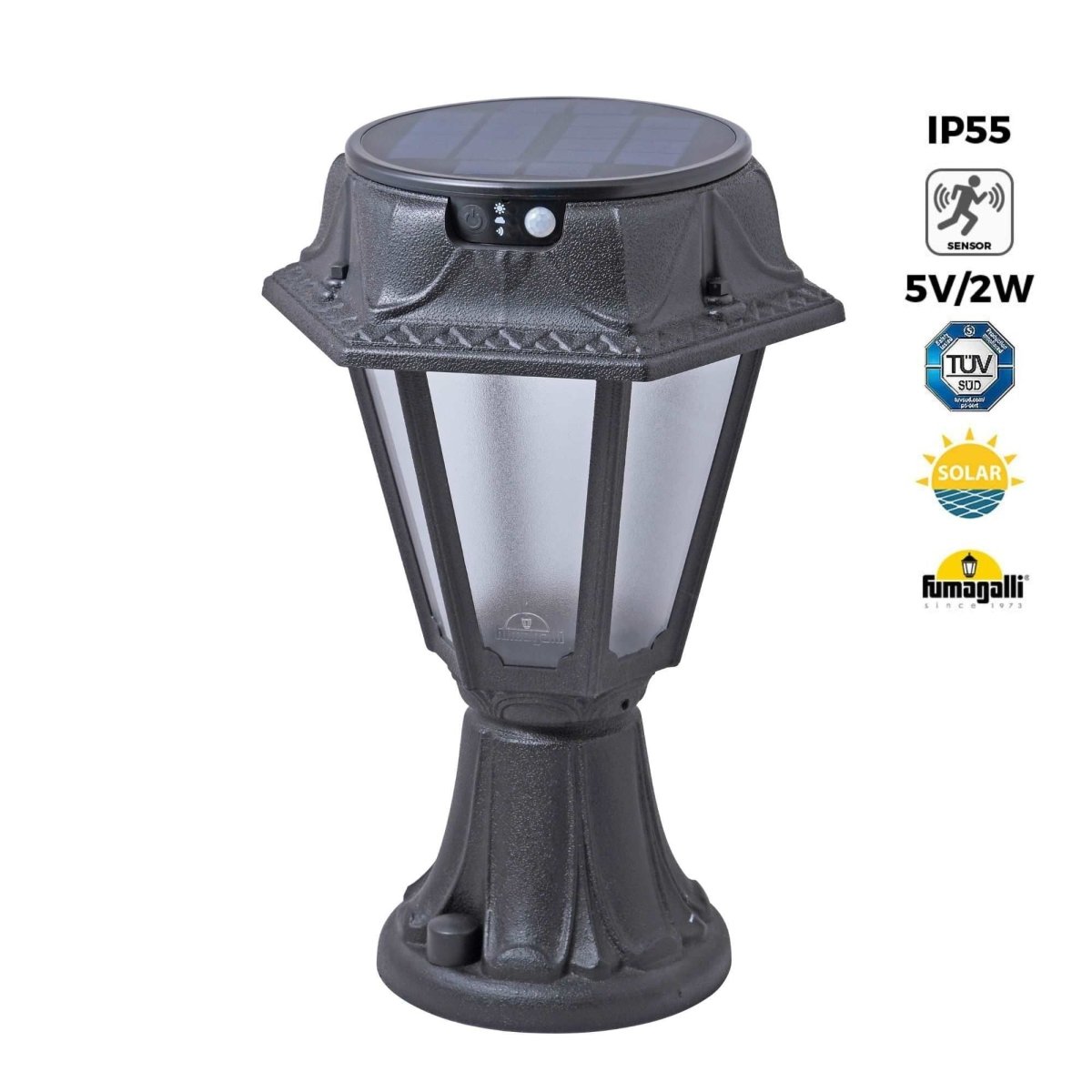 Farol de pie solar "MINILOT/ROSETTA" con sensor PIR - 4000K - 2 modos de funcionamiento - Barcelona Led-