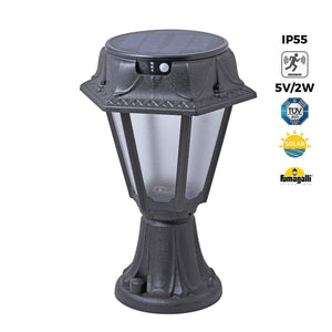 Farol de pie solar "MINILOT/ROSETTA" con sensor PIR - 4000K - 2 modos de funcionamiento