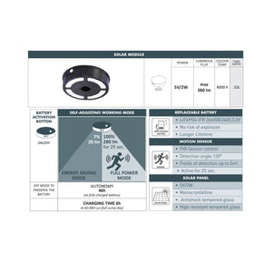 Aplique de pared solar "FORTUNATO" FUMAGALLI - Sensor PIR - 4000K - 2 modos de funcionamiento (7)