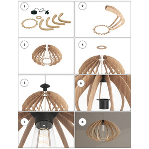 Lámpara colgante madera "Pili" - Ø 48cm - 1 x E27 (3)