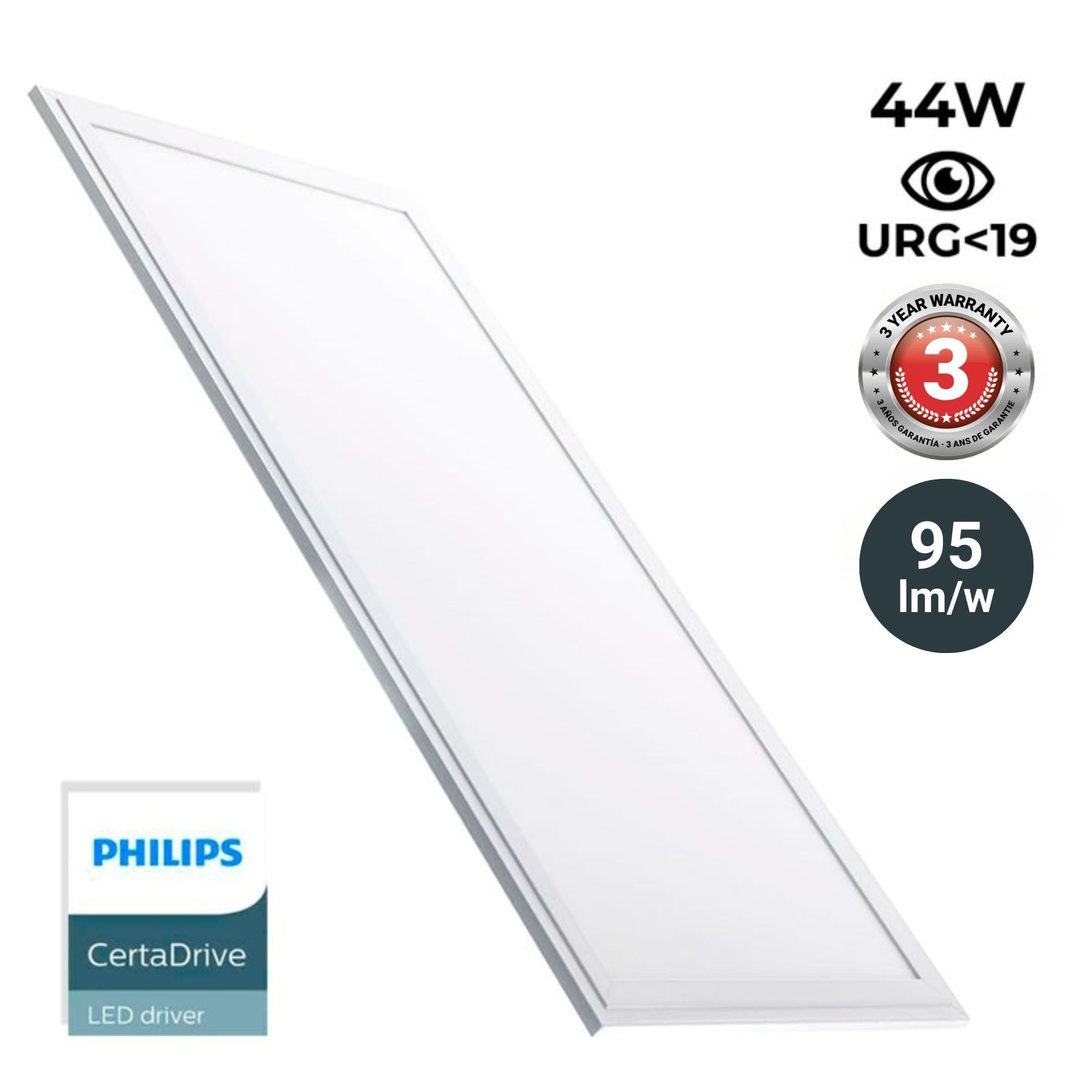Panel LED slim 120X30 cm - Driver Philips - 44W - UGR19 - IP40
