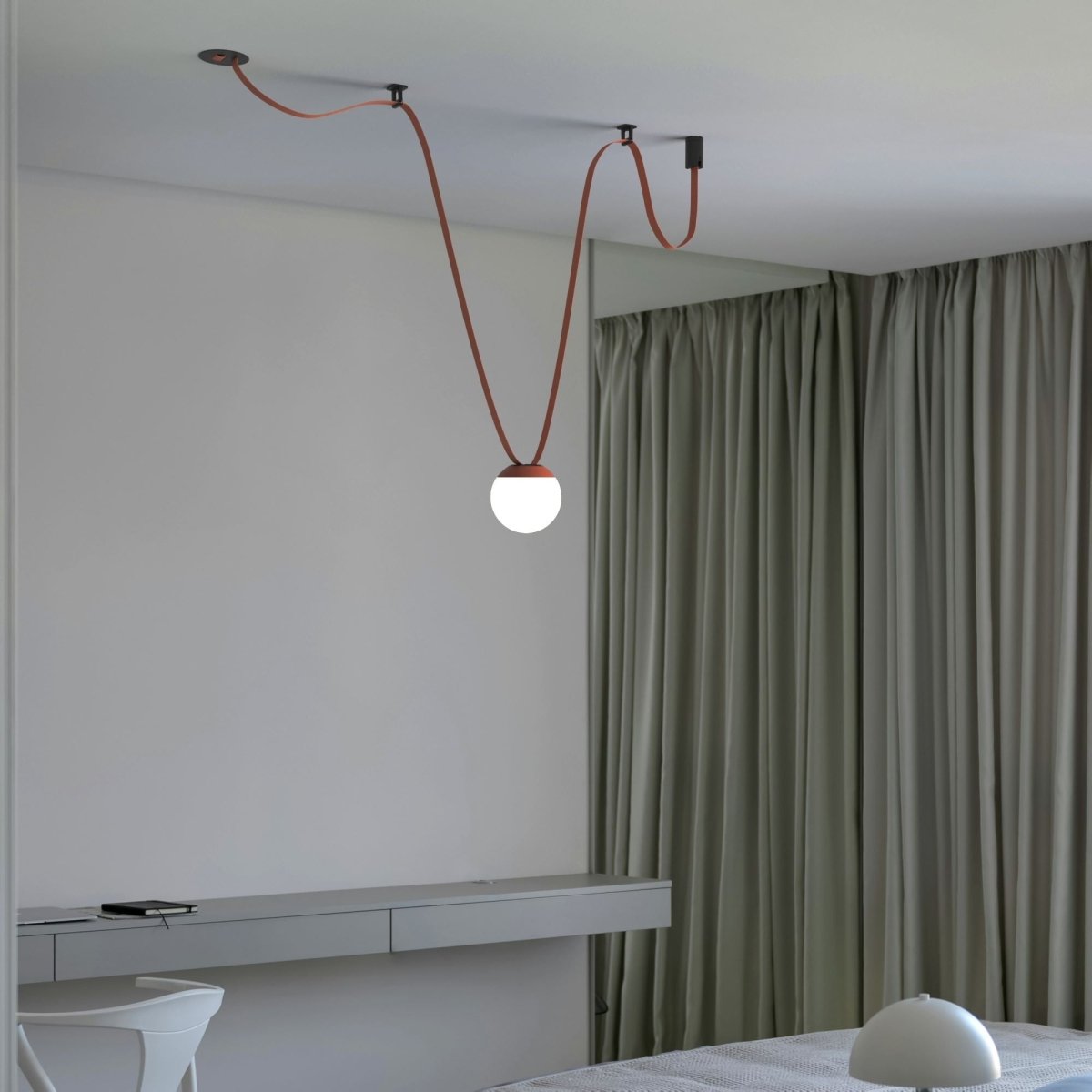 Lámpara configurable "Axia 1" - KIT lámpara bola 12W + cinta textil eléctrica + accesorios - Barcelona Led-Decoración