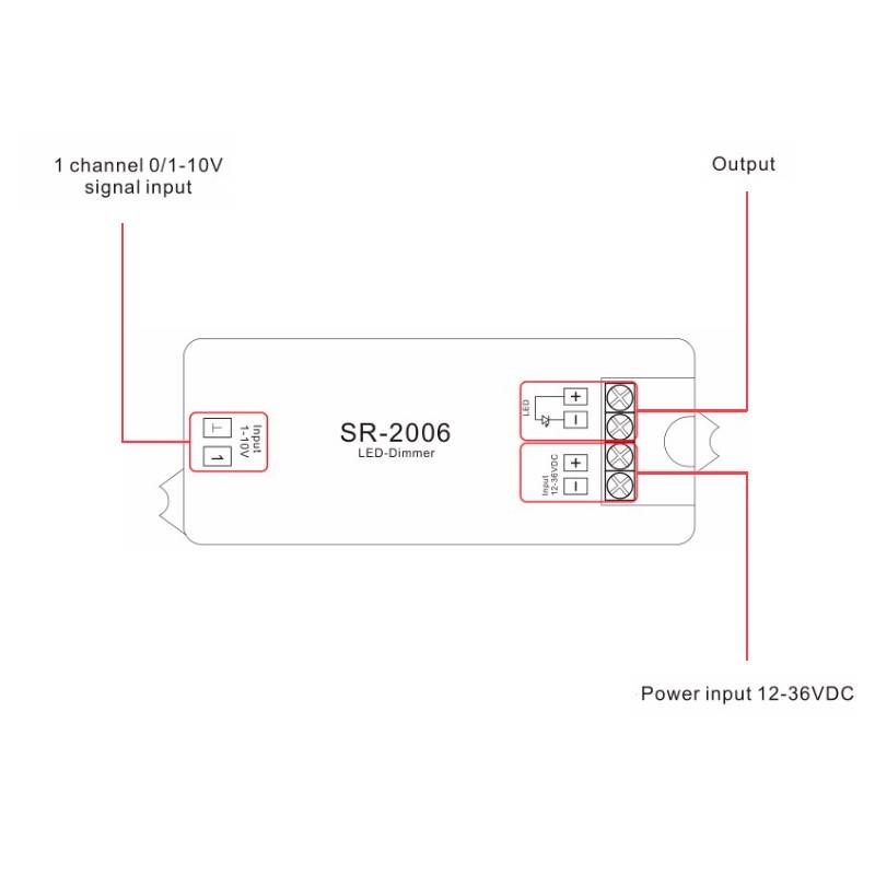 Descodificador 0-10V Dimmer 12-36V - 1CH/8A (1)