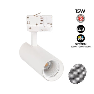 Proyector LED para carril trifásico 15W - CCT - CRI90 - 1350 lm - Barcelona Led-