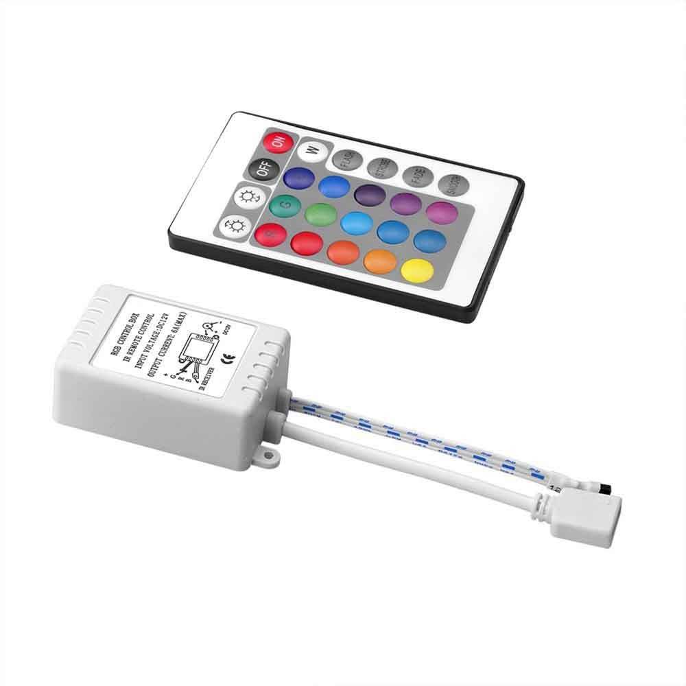 Controlador RGB 12V 6A (2a/ch) con mando IR 24 teclas - Barcelona Led-Accesorios