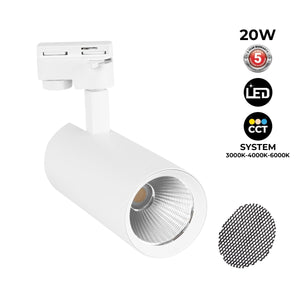 Proyector LED para carril monofásico 20W - CCT - CRI 90 - 1800 lm - Barcelona Led-