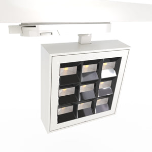 Proyector LED cuadrado para carril trifásico - Potencia ajustable: 12-42W - 4000K - CRI 90 - Ángulo 35° x 70° - Barcelona Led-