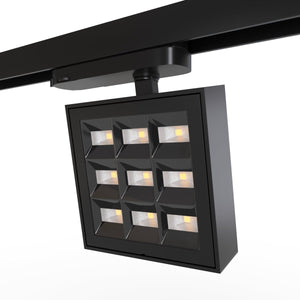 Proyector LED cuadrado para carril trifásico - Potencia ajustable: 12-42W - 4000K - CRI 90 - Ángulo 35° x 70° - Barcelona Led-