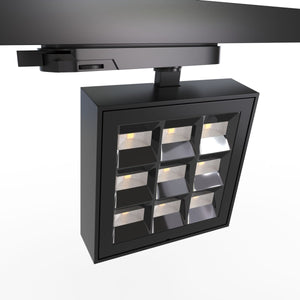 Proyector LED cuadrado para carril trifásico - Potencia ajustable: 12-42W - 4000K - CRI 90 - Ángulo 35° x 70° - Barcelona Led-