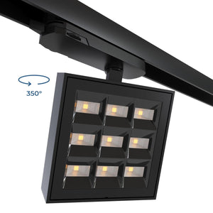 Proyector LED cuadrado para carril trifásico - Potencia ajustable: 12-42W - 4000K - CRI 90 - Ángulo 35° x 70° - Barcelona Led-