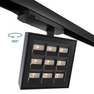 Proyector LED cuadrado para carril trifásico - Potencia ajustable: 12-42W - 4000K - CRI 90 - Ángulo 35° x 70° (14)
