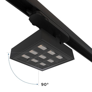 Proyector LED cuadrado para carril trifásico - Potencia ajustable: 12-42W - 4000K - CRI 90 - Ángulo 35° x 70° - Barcelona Led-