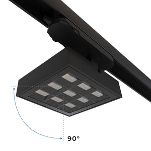 Proyector LED cuadrado para carril trifásico - Potencia ajustable: 12-42W - 4000K - CRI 90 - Ángulo 35° x 70° (15)