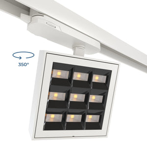 Proyector LED cuadrado para carril trifásico - Potencia ajustable: 12-42W - 4000K - CRI 90 - Ángulo 35° x 70° - Barcelona Led-