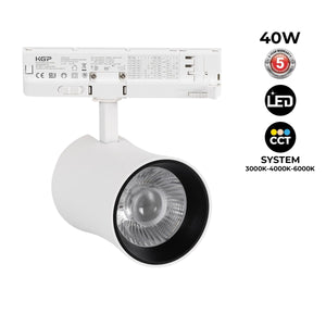 Proyector LED arquitectónico para carril trifásico CCT - 40W - CRI 90 - Driver KGP - Barcelona Led-