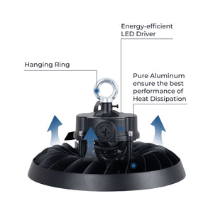 Campana LED UFO industrial 200W - CCT - Con sensor de movimiento - 170lm/W - Driver LIFUD - IP65 - 5 años garantía (5)