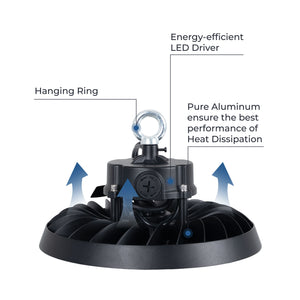 Campana LED UFO industrial 200W - CCT - Con sensor de movimiento - 170lm/W - Driver LIFUD - IP65 - 5 años garantía (5)