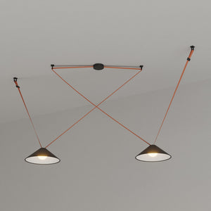 Lámpara cono configurable "Axia 2" - KIT 2 lámparas plato 12W + cinta textil eléctrica + accesorios (8)