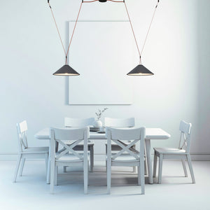 Lámpara cono configurable "Axia 2" - KIT 2 lámparas plato 12W + cinta textil eléctrica + accesorios (10)