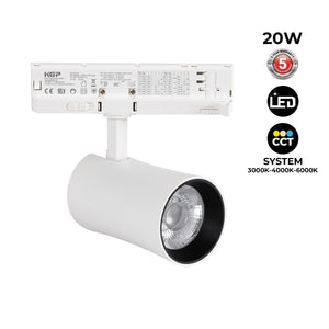 Proyector LED arquitectónico para carril trifásico CCT - 20W - CRI 90 - Driver KGP - Barcelona Led-