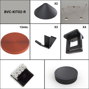 Lámpara cono configurable "Axia 2" - KIT 2 lámparas plato 12W + cinta textil eléctrica + accesorios (13)