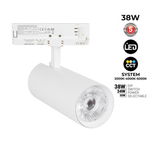 Proyector LED para carril trifásico - Potencia ajustable: 30W/ 34W/ 38W - CCT - CRI 90 (36)
